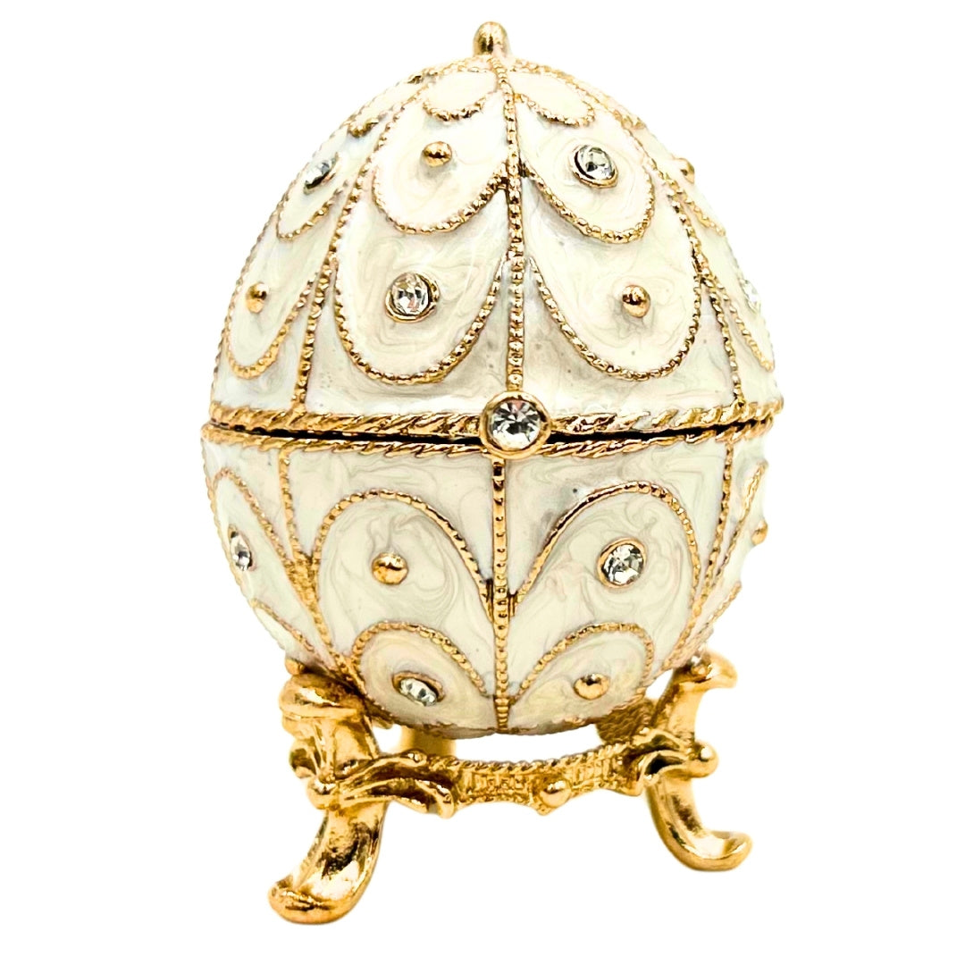 Exklusive Schatulle Fabergé-Ei aus Metall mit Kristallen - B0748-17WH
