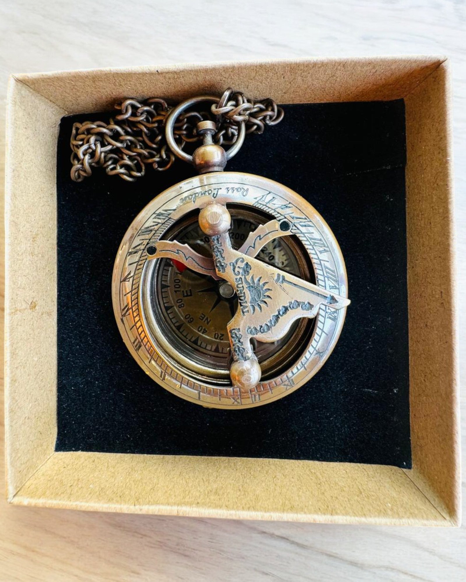 Traveler's Navigation Compass with Engraving, Personalization – Handicraft by Indian Artisans