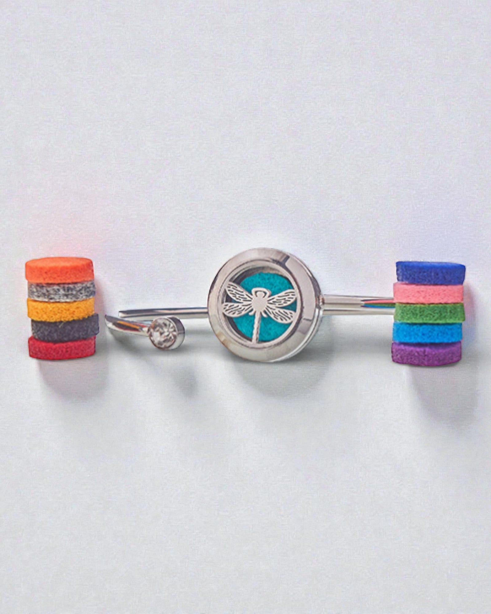 Braccialetto Aromalife Spirito del Drago – Medaglione portaprofumo con libellula 20 mm