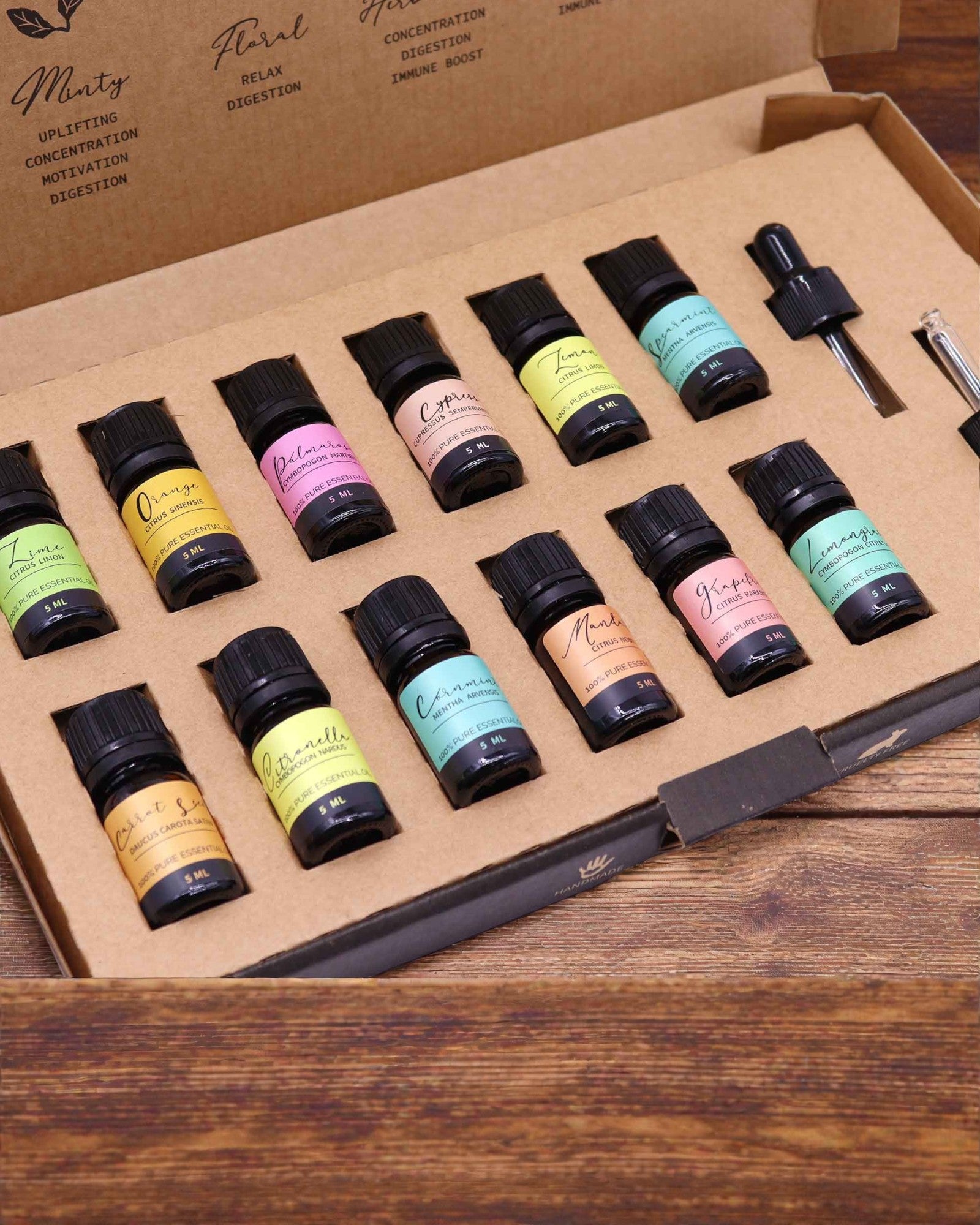 Letnia Energia Natury – Set di lusso di 12 oli essenziali da 5 ml con contagocce