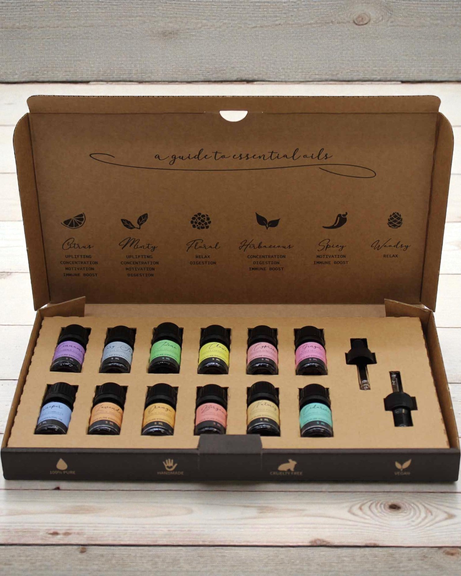 Herbstliche Harmonie der Natur – Luxuriöses Set mit 12 ätherischen Ölen à 5 ml mit Tropfpipetten