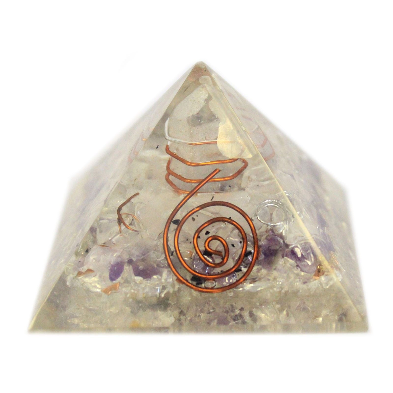 Pyramide Orgonite Magique 55mm avec Pierres Précieuses et Cuivre