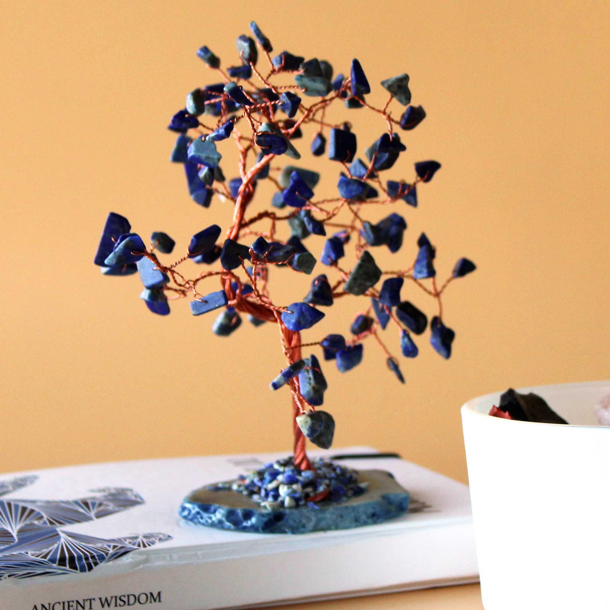 Grande Albero di Pietre di Sodalite su Base di Agata Blu