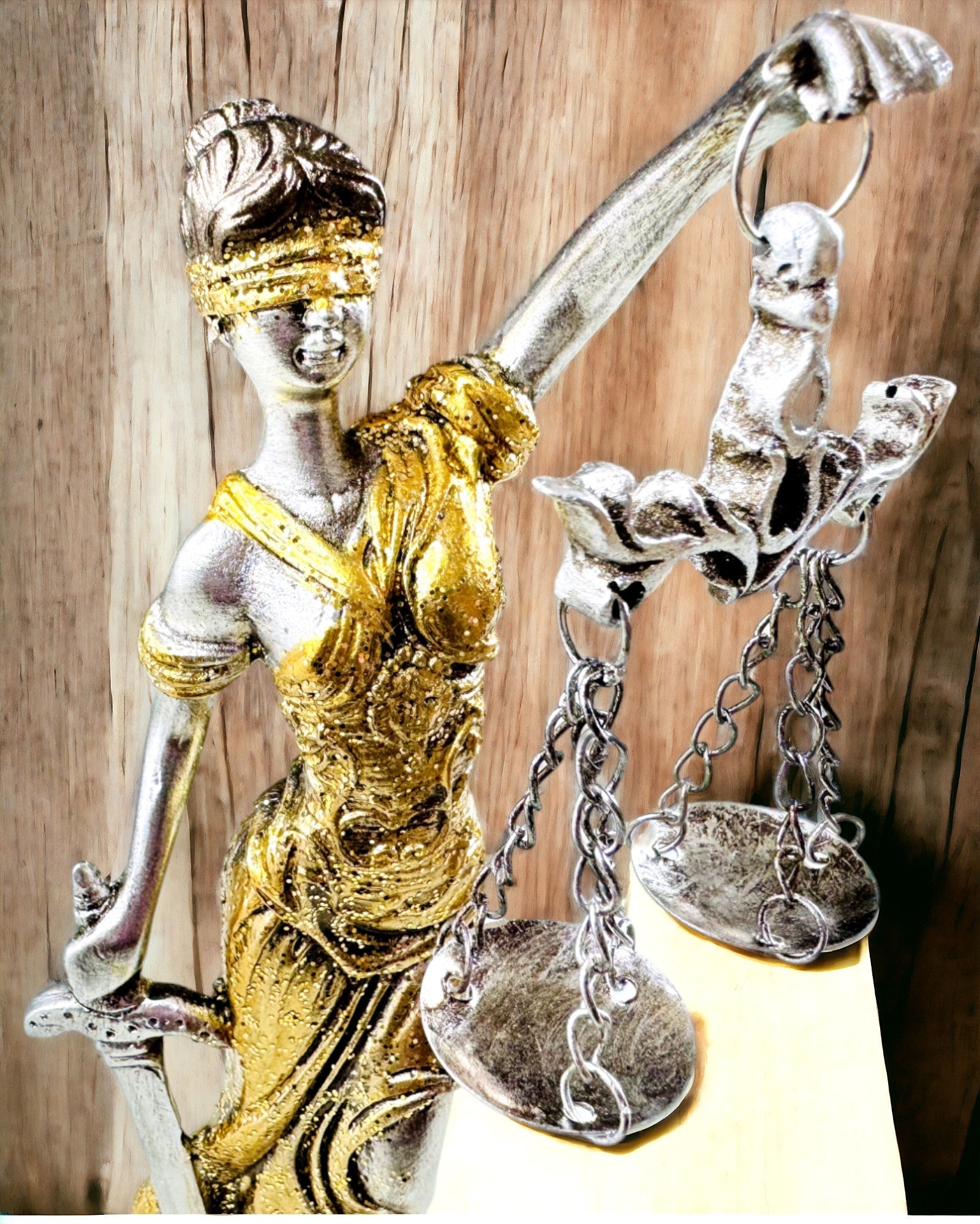 Statuette der Göttin der Gerechtigkeit – Künstlerische Dekoration für das Regal, Kunsthandwerk aus Harz, Personalisierung mit Gravur