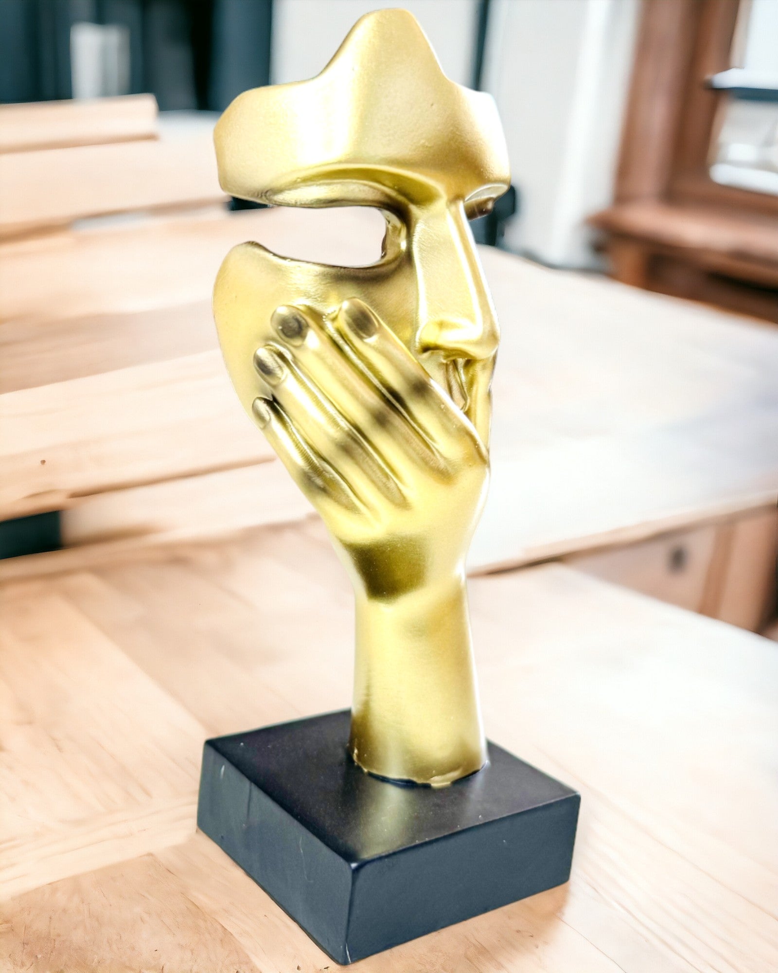 Scultura Astratta di Mani "Tocco d'Arte" - Decorazione per Ufficio in Stile Europeo, Personalizzazione con Incisione 2 pezzi