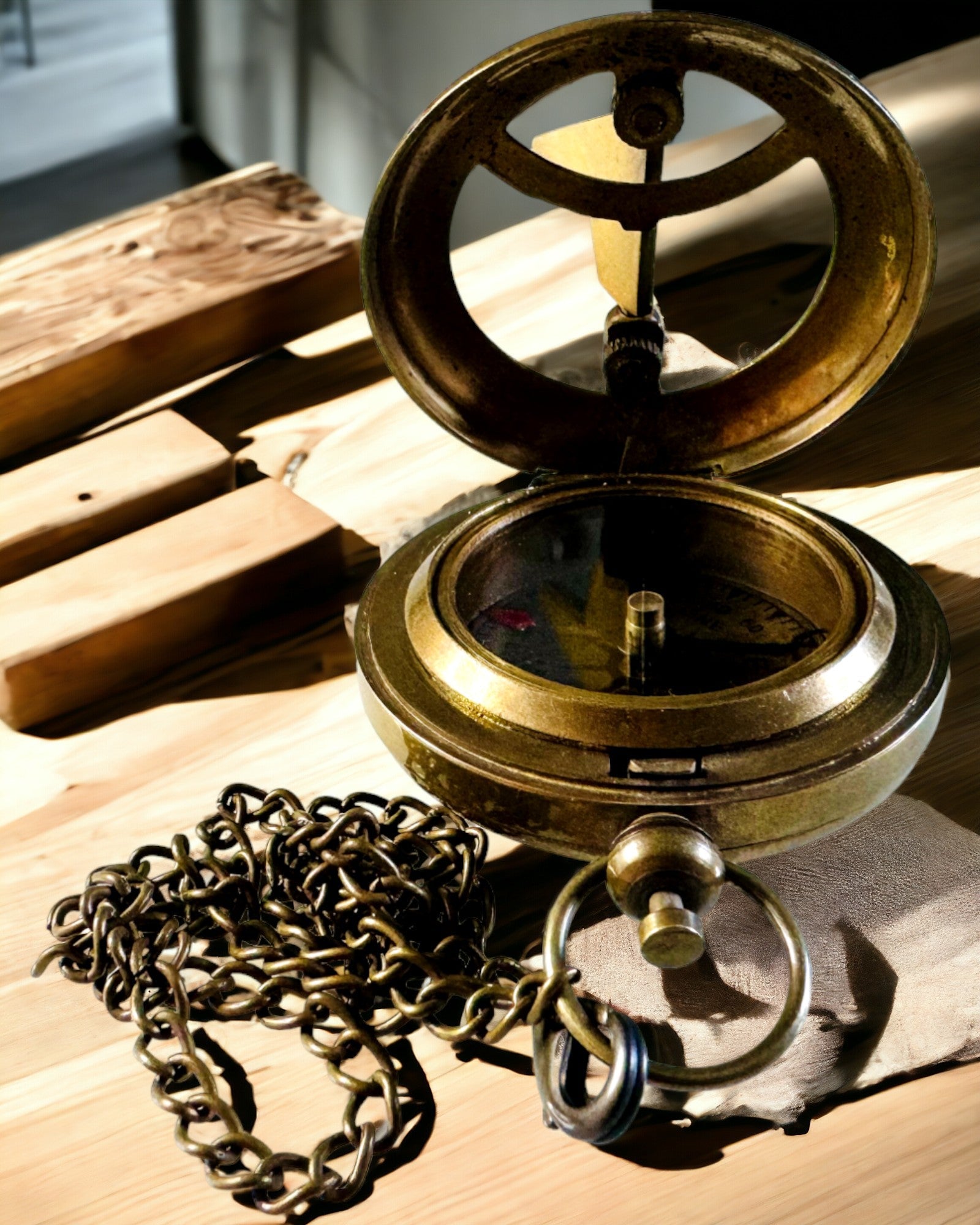 Traveler's Navigation Compass with Engraving, Personalization – Handicraft by Indian Artisans