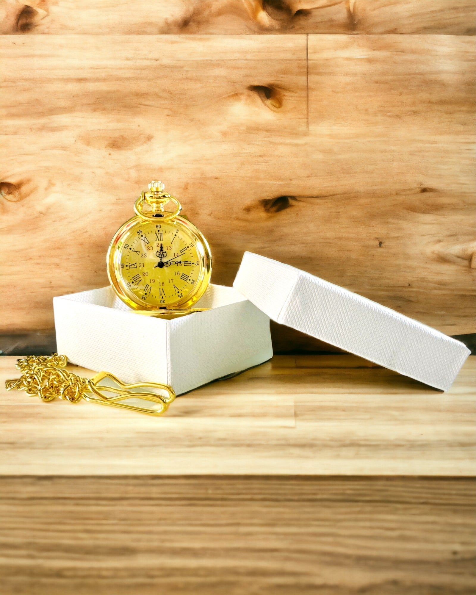 Golden Color Pocket Watch in Retro Style with Engraving Option