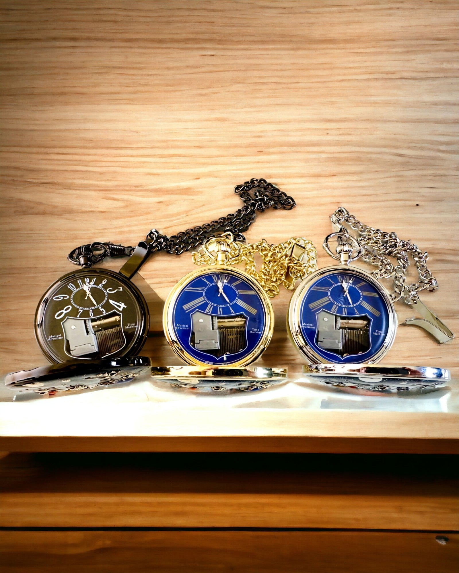 Montre de poche "Astrum Temporis" - Cadre noir. Possibilité de personnalisation par gravure