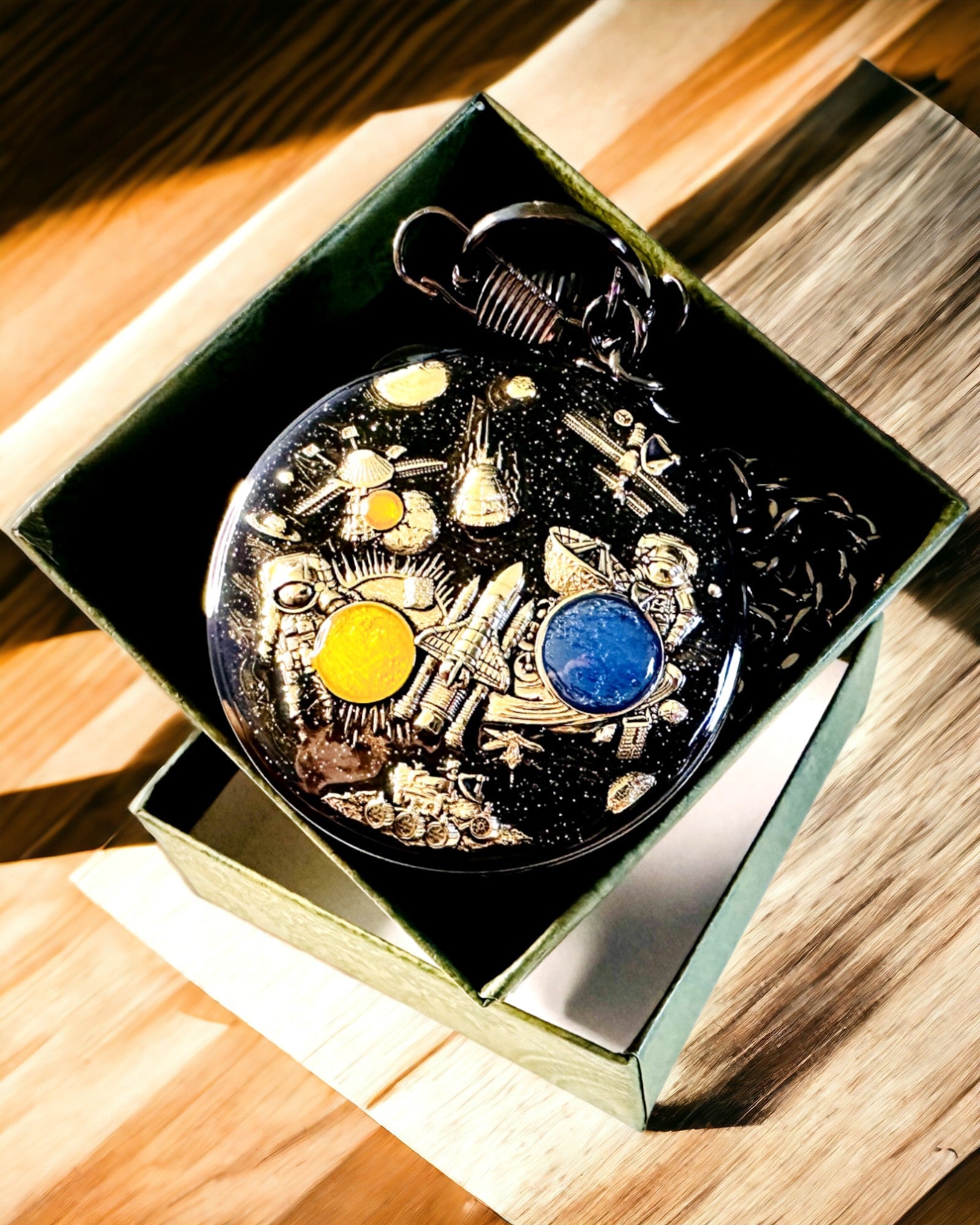 Montre de poche "Astrum Temporis" - Cadre argenté. Possibilité de personnalisation par gravure