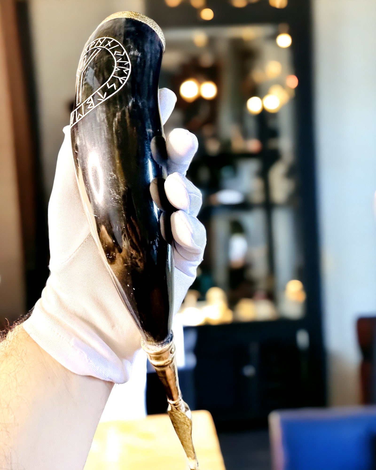 Horn Mug "Viking Valor" - Hand Engraved, Premium Quality - 4 Variants Available