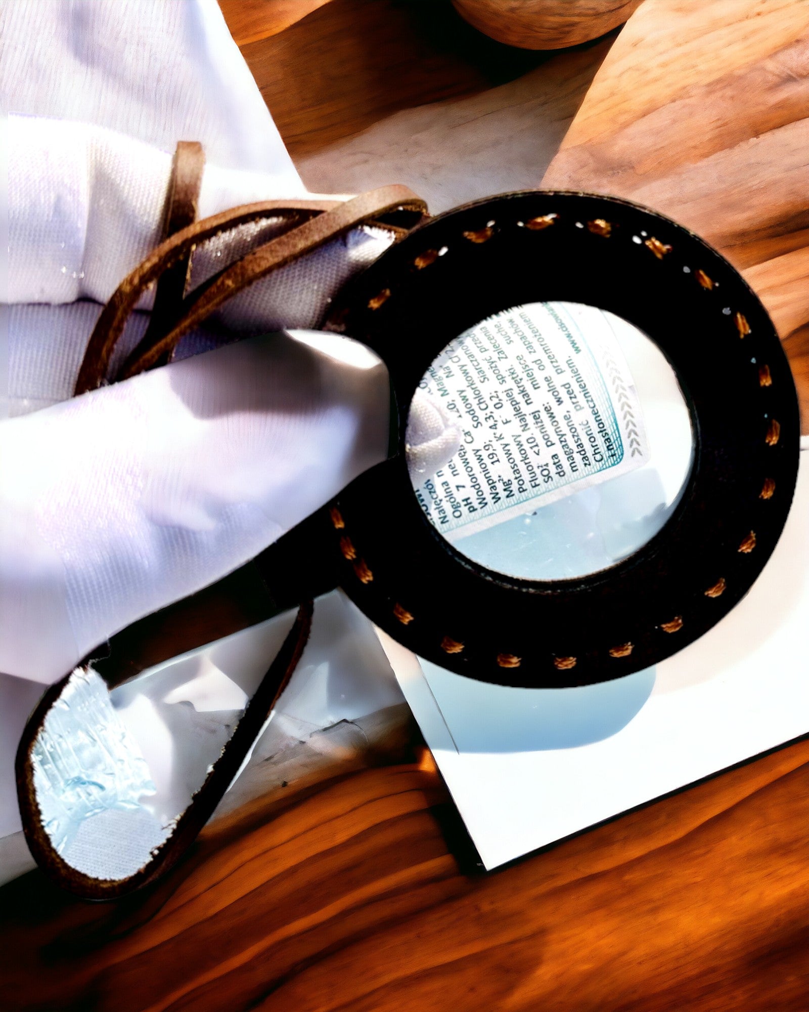 Indische Lupe Artefakt, Leder, handgefertigt - Personalisierung mit Gravur möglich