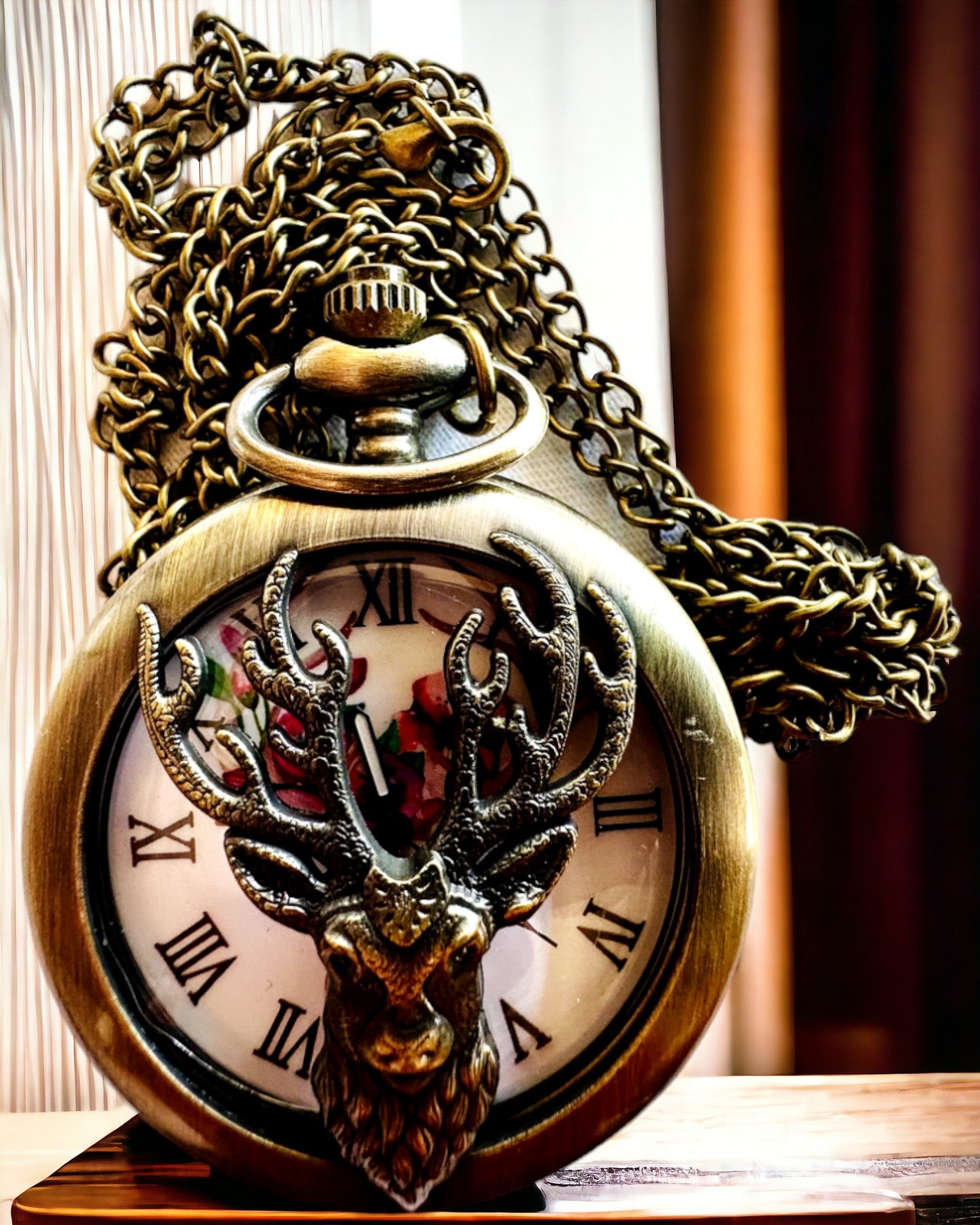Orologio da tasca "Leśny Strażnik" - Elegante orologio con motivo di cervo, possibilità di personalizzazione con incisione