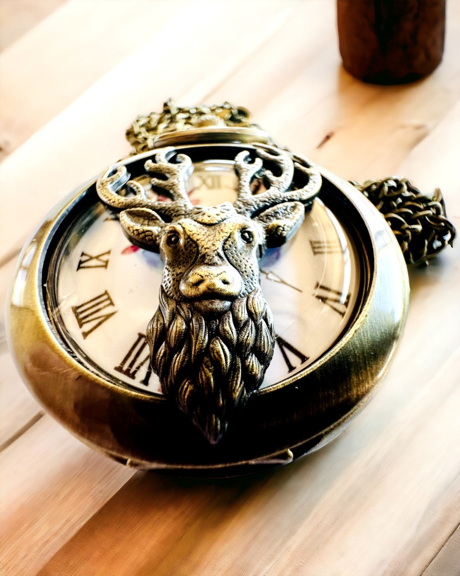 Orologio da tasca "Leśny Strażnik" - Elegante orologio con motivo di cervo, possibilità di personalizzazione con incisione