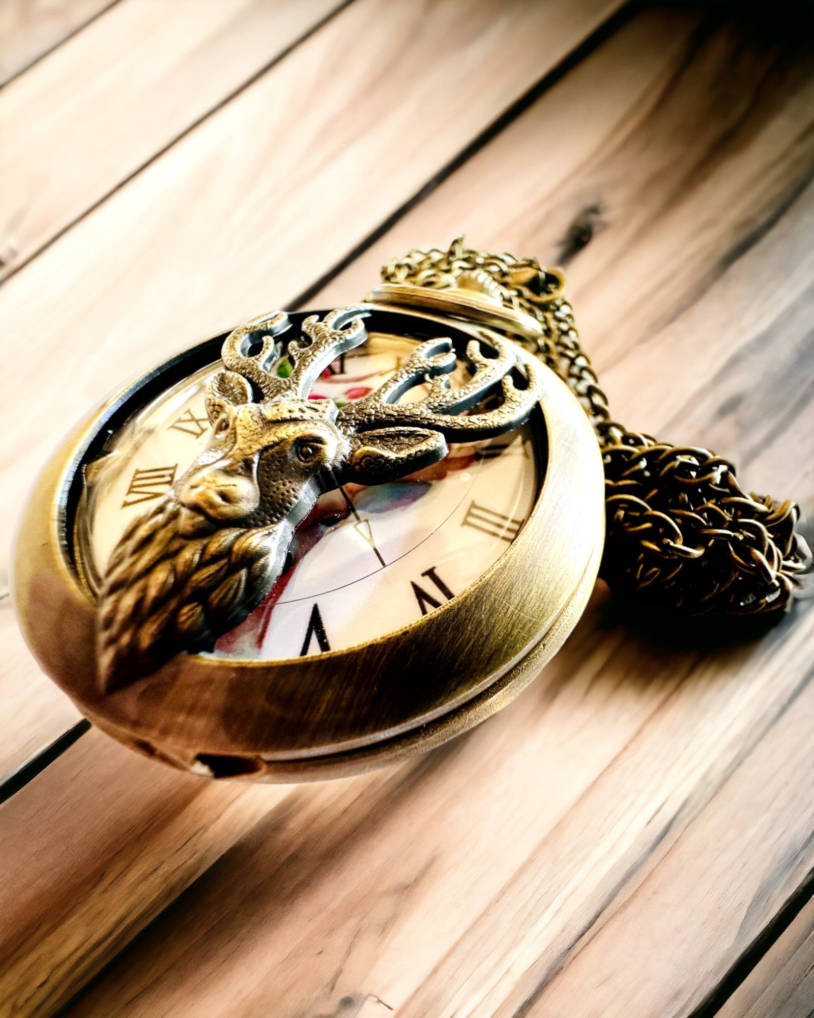 Orologio da tasca "Leśny Strażnik" - Elegante orologio con motivo di cervo, possibilità di personalizzazione con incisione