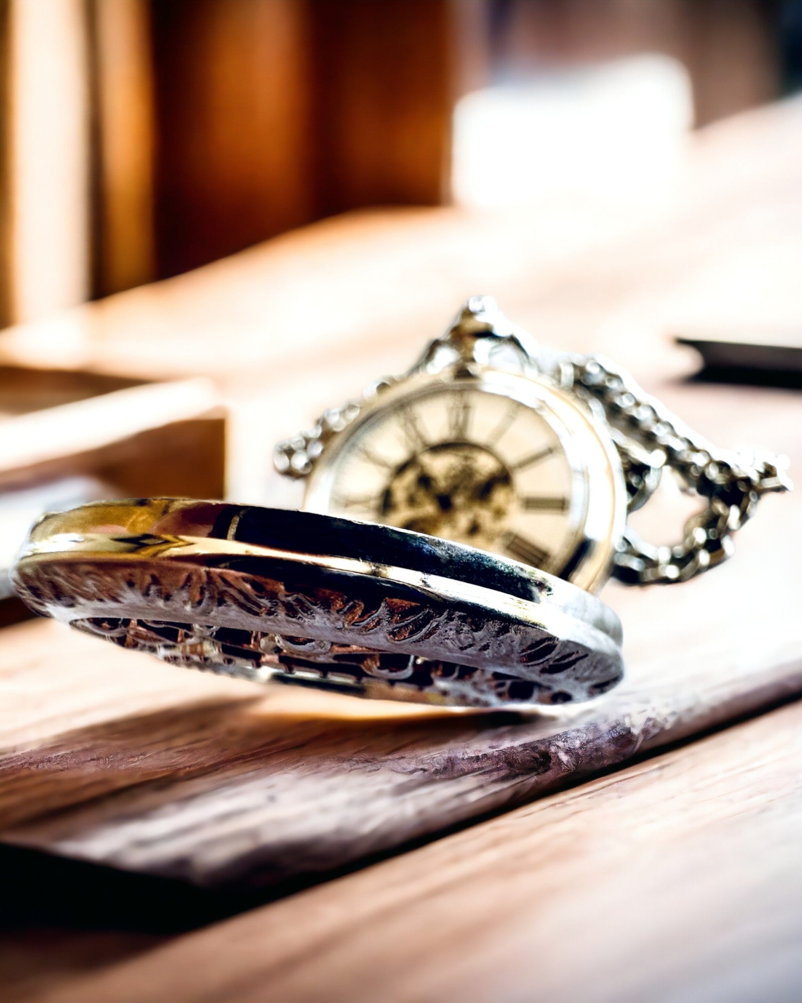 Montre de poche en argent "Vintage Elegance" avec possibilité de personnalisation par gravure