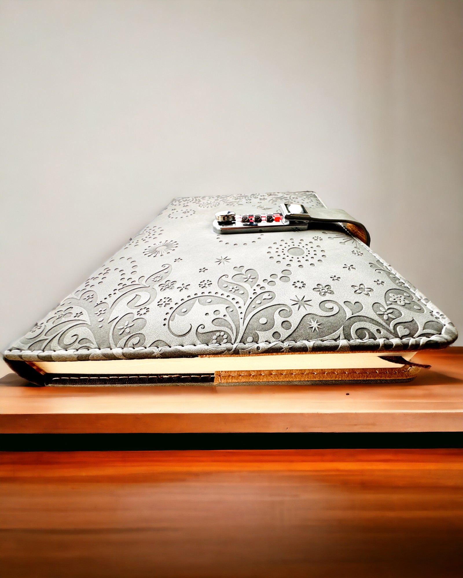 Exclusive Notebook, PU Leather, A5 with Combination Lock - "Secret Journal", personalization with engraving