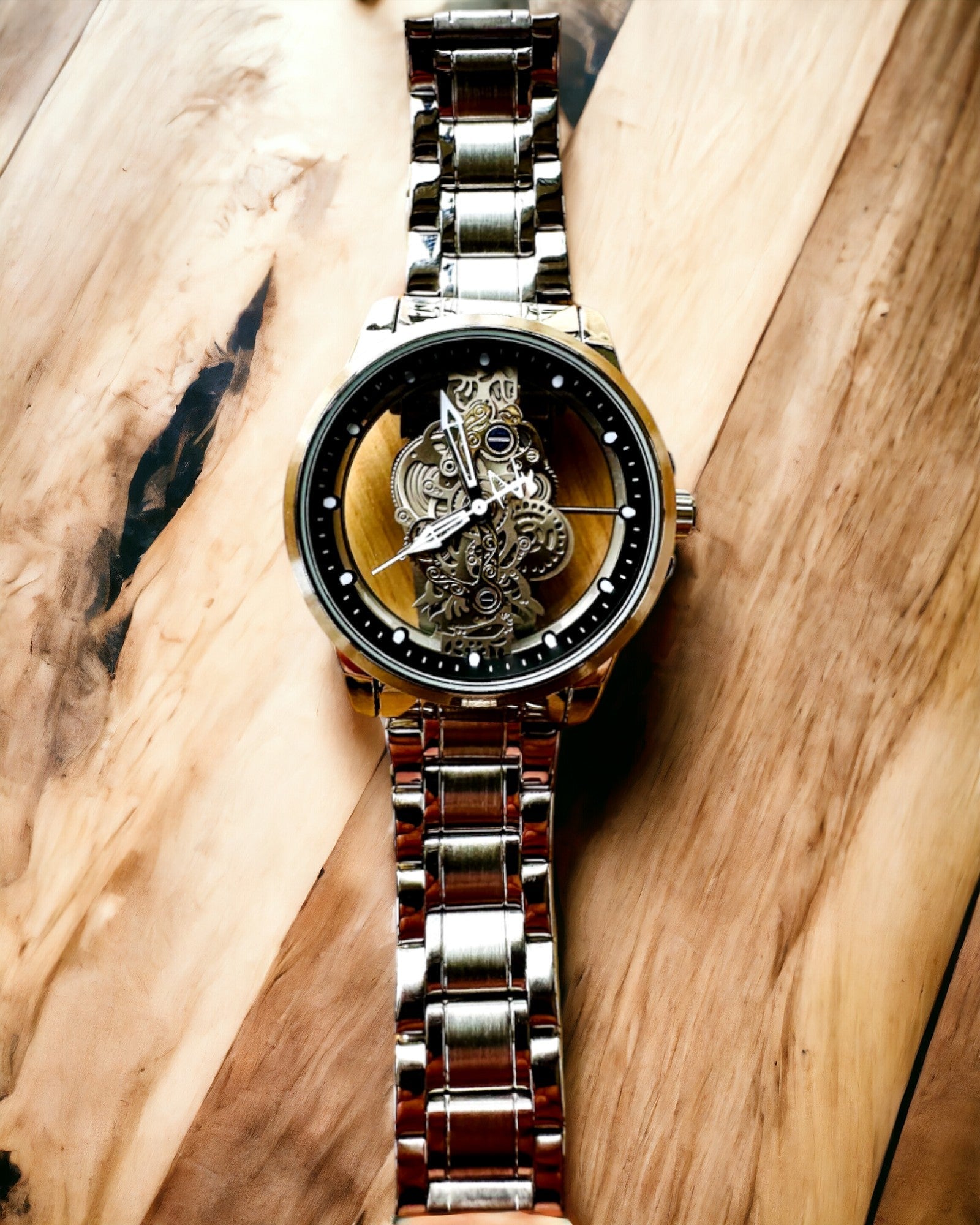 Montre homme élégante KIMSDUN Prestige Mécanisme Transparent et Élégance Sportive, possibilité de personnalisation avec gravure