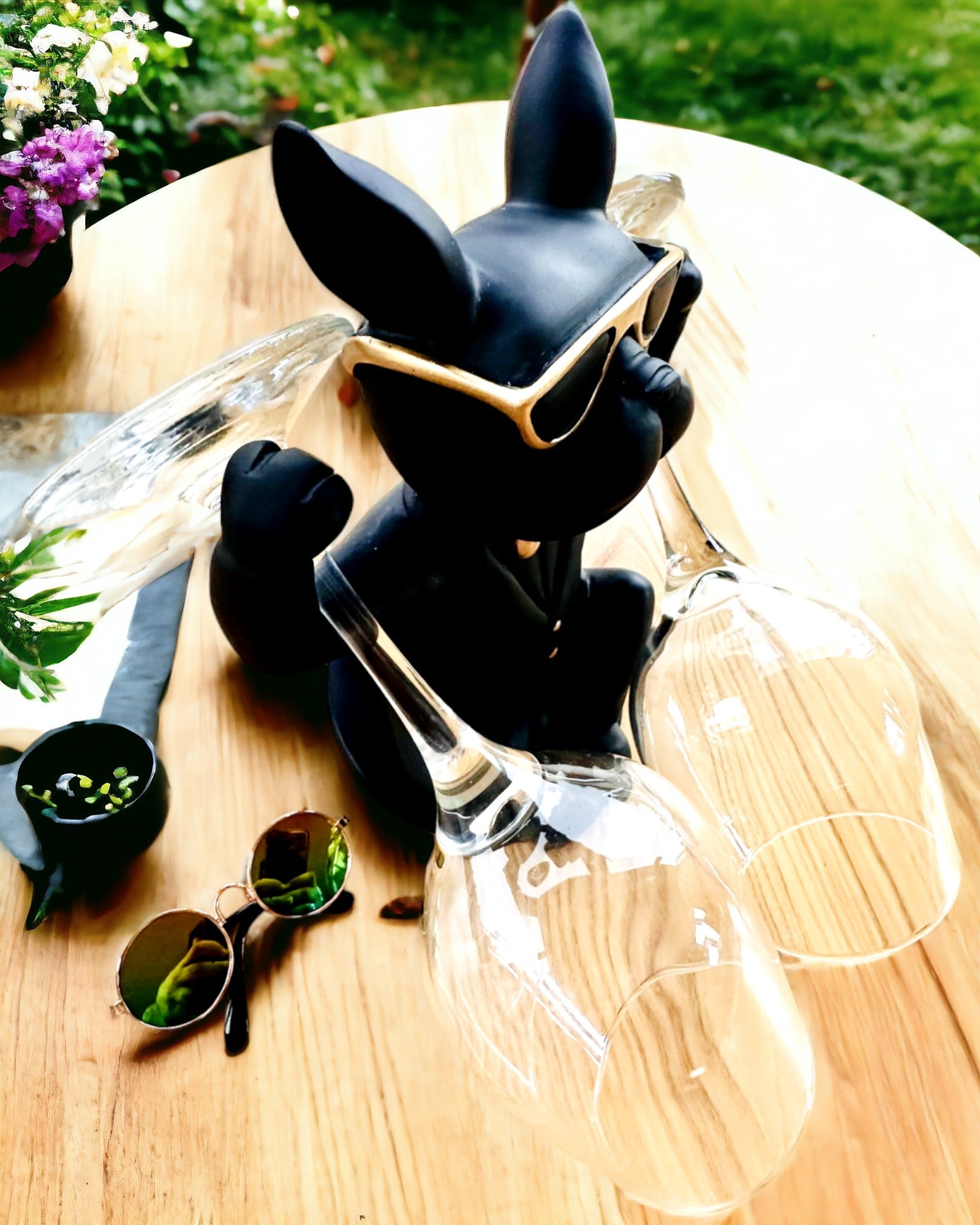 Figur Bulldog Elegance - Exklusiver Glasständer, Personalisierung mit Gravur möglich