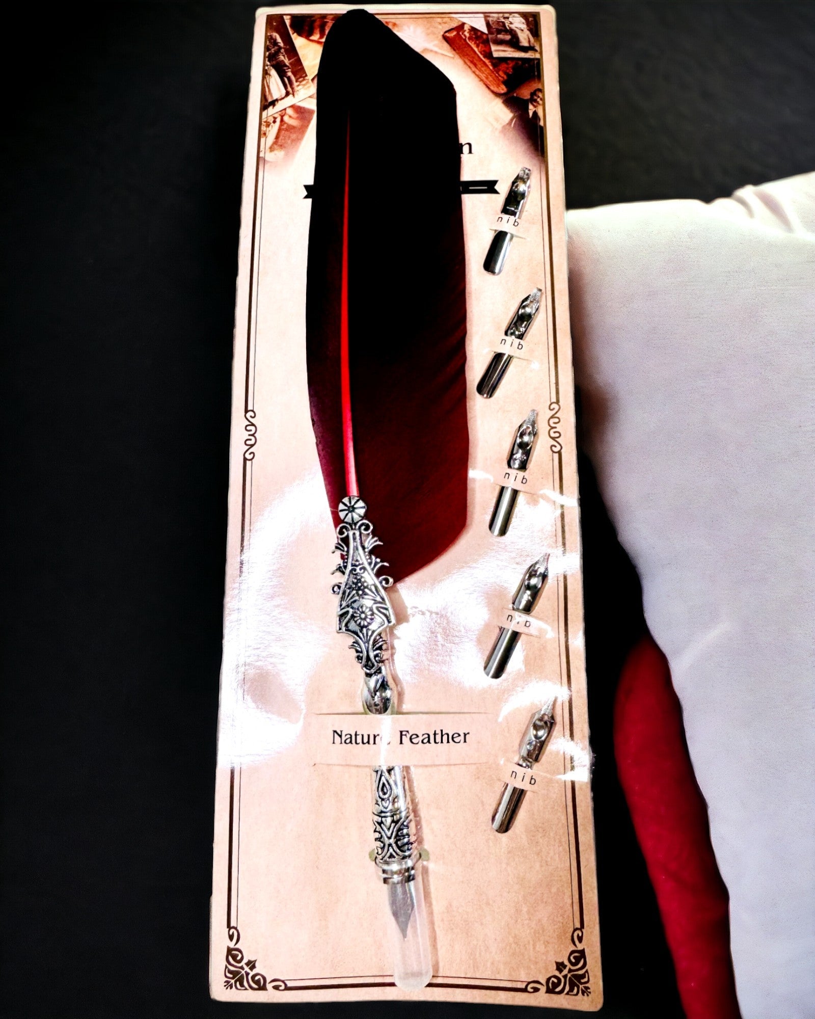 Vintage-Kalligrafiefeder mit natürlicher Gänsefeder – Ideales Geschenk zum Muttertag oder für Lehrer. Gravur