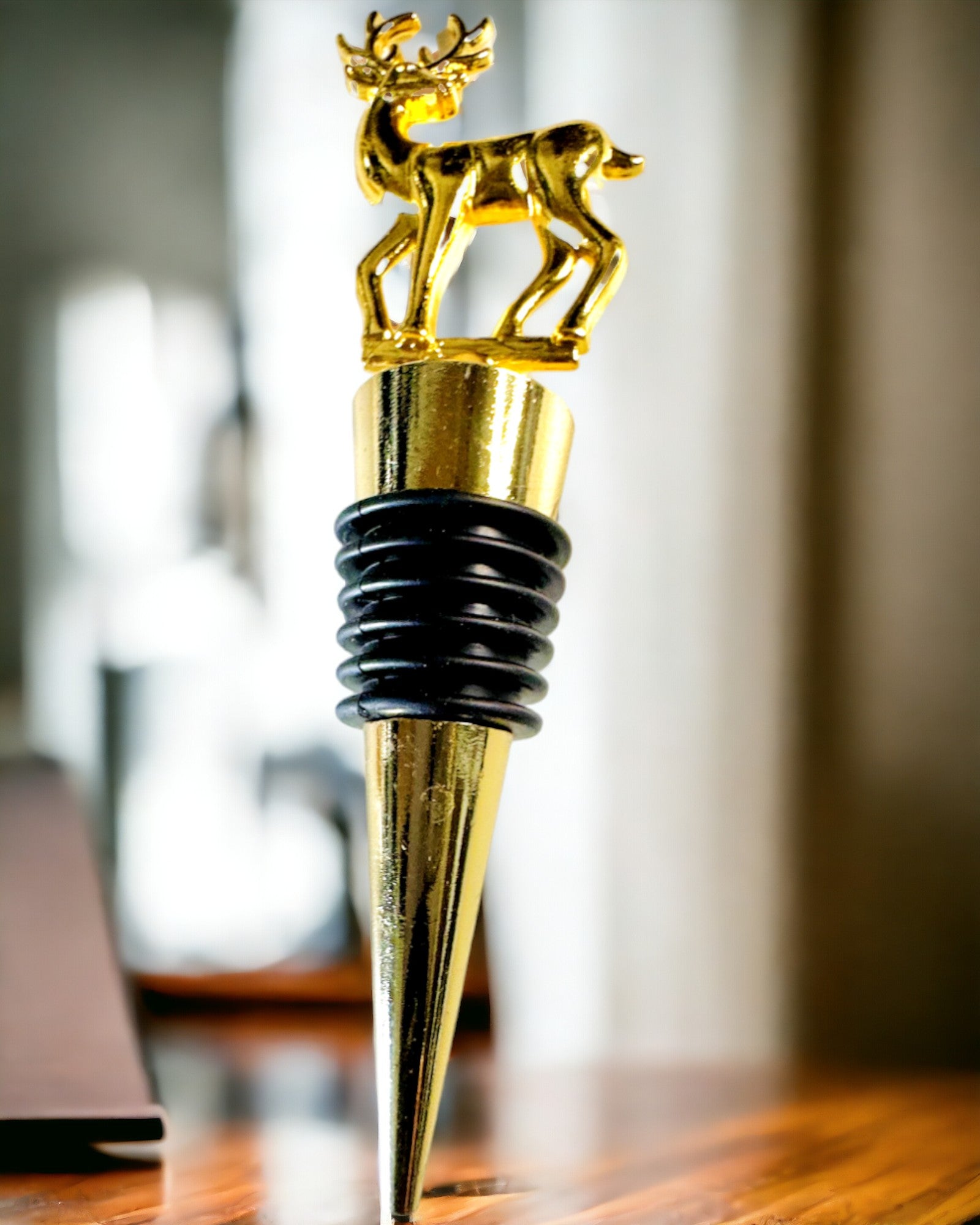 Exclusive Metal Wine Stopper with Deer - Elegant and Functional, customizable with engraving