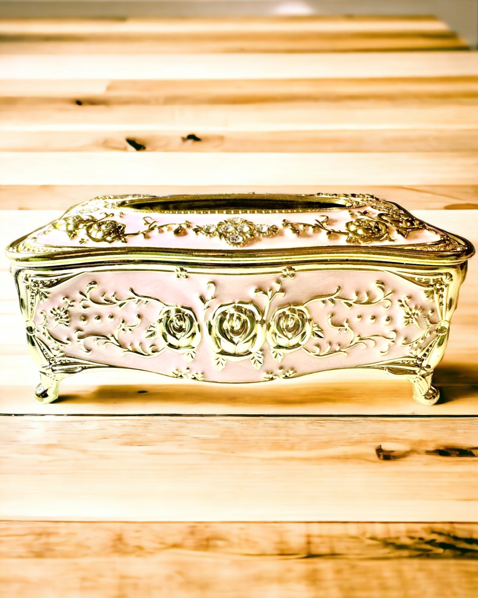 Elegant Pink Tissue Box with Embossed Roses – A Luxurious Touch for the Living Room, Hotel, or Club