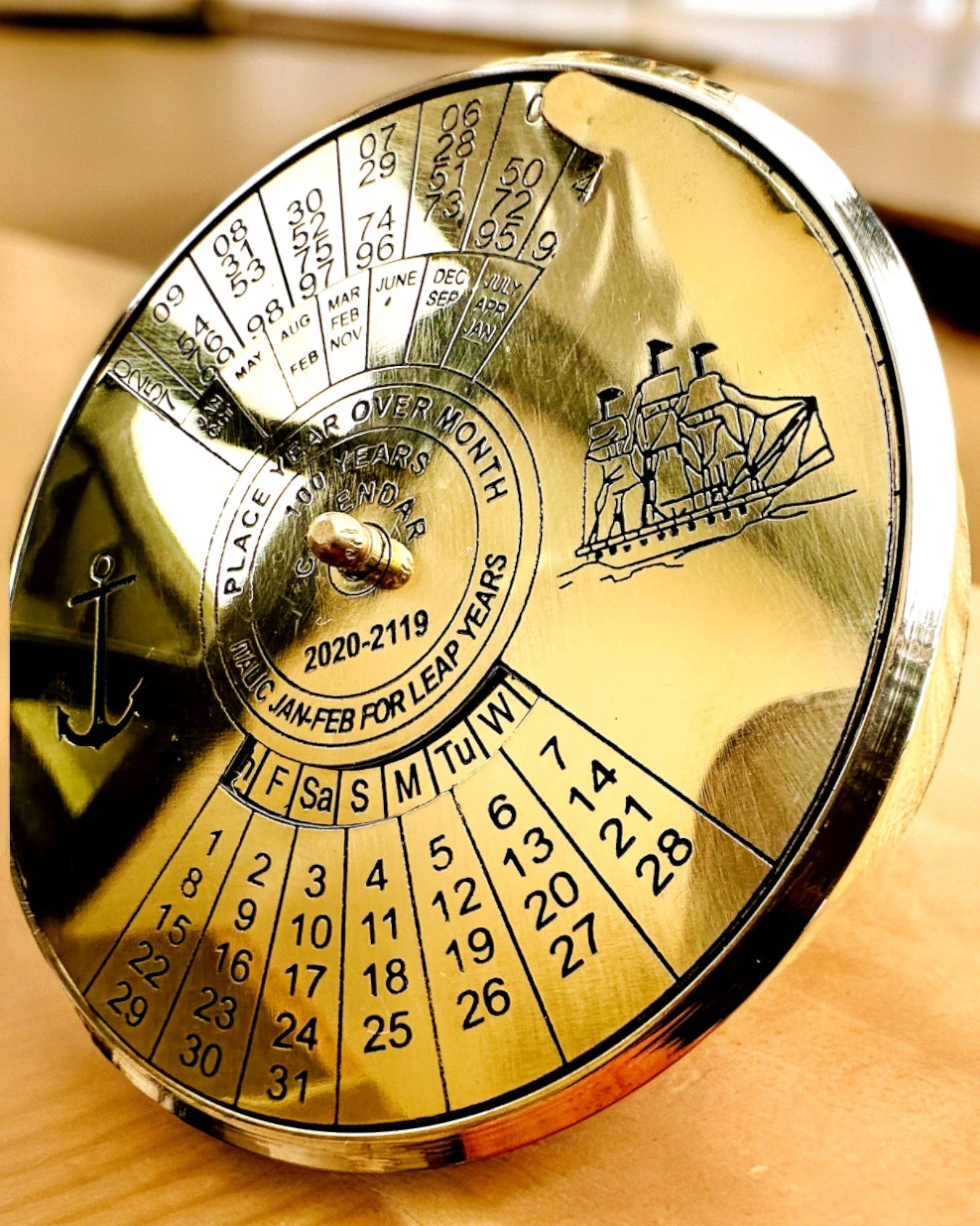 Calendar of Eternity Sea Sail – Brass 100-Year Calendar - possible engraving for a gift