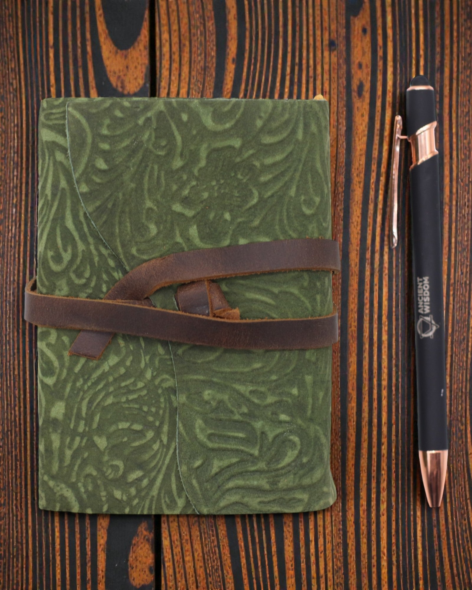 Green Maze Vintage – taccuino in pelle con pagine anticate 12,7 × 8,9 cm