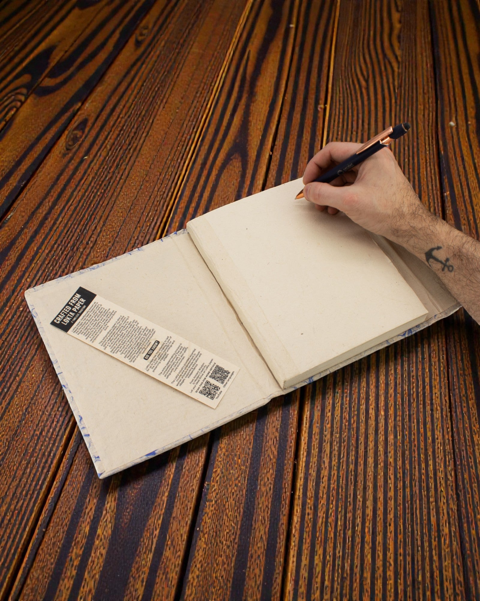 Nuage de coton bleu – grand carnet Lokta à la toile de coton bleue 21 × 15 cm, 45 feuilles