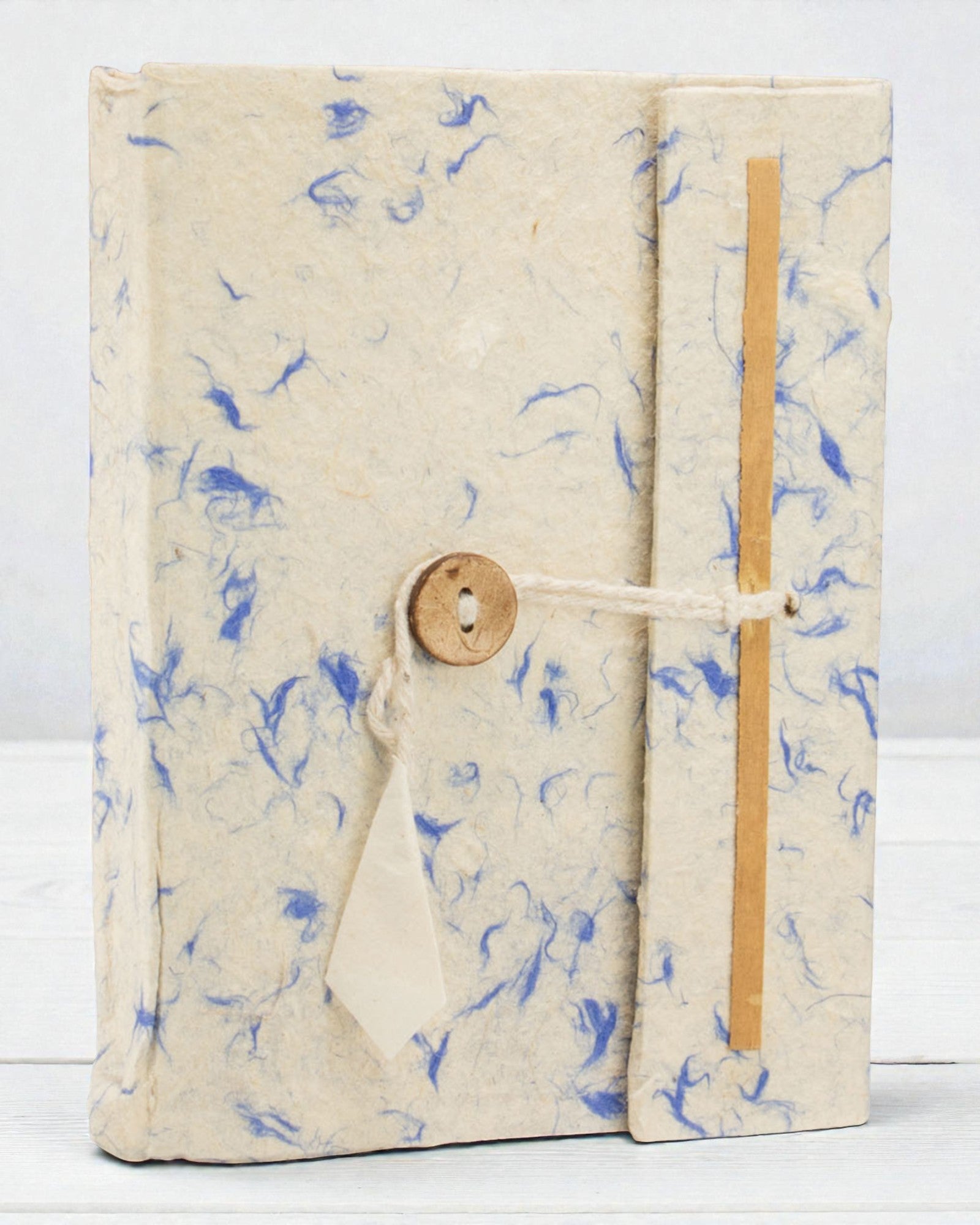 Mittleres Ellbogen-Notizbuch aus blauem Baumwollstoff (15 x 12 cm) – 45 Blätter