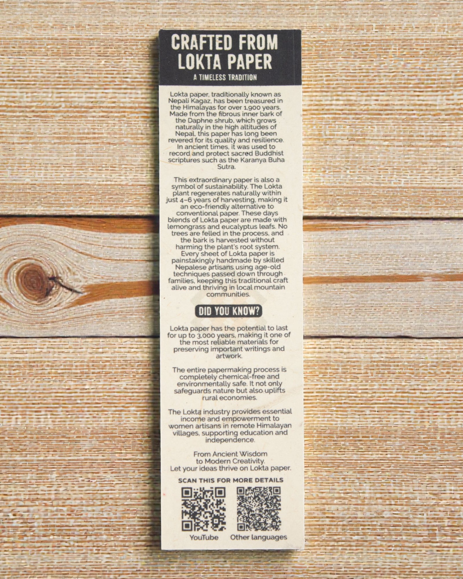 Écriture du patrimoine Lokta – grand carnet 21 × 15 cm, 45 feuilles, Vos mots enracinés dans la tradition