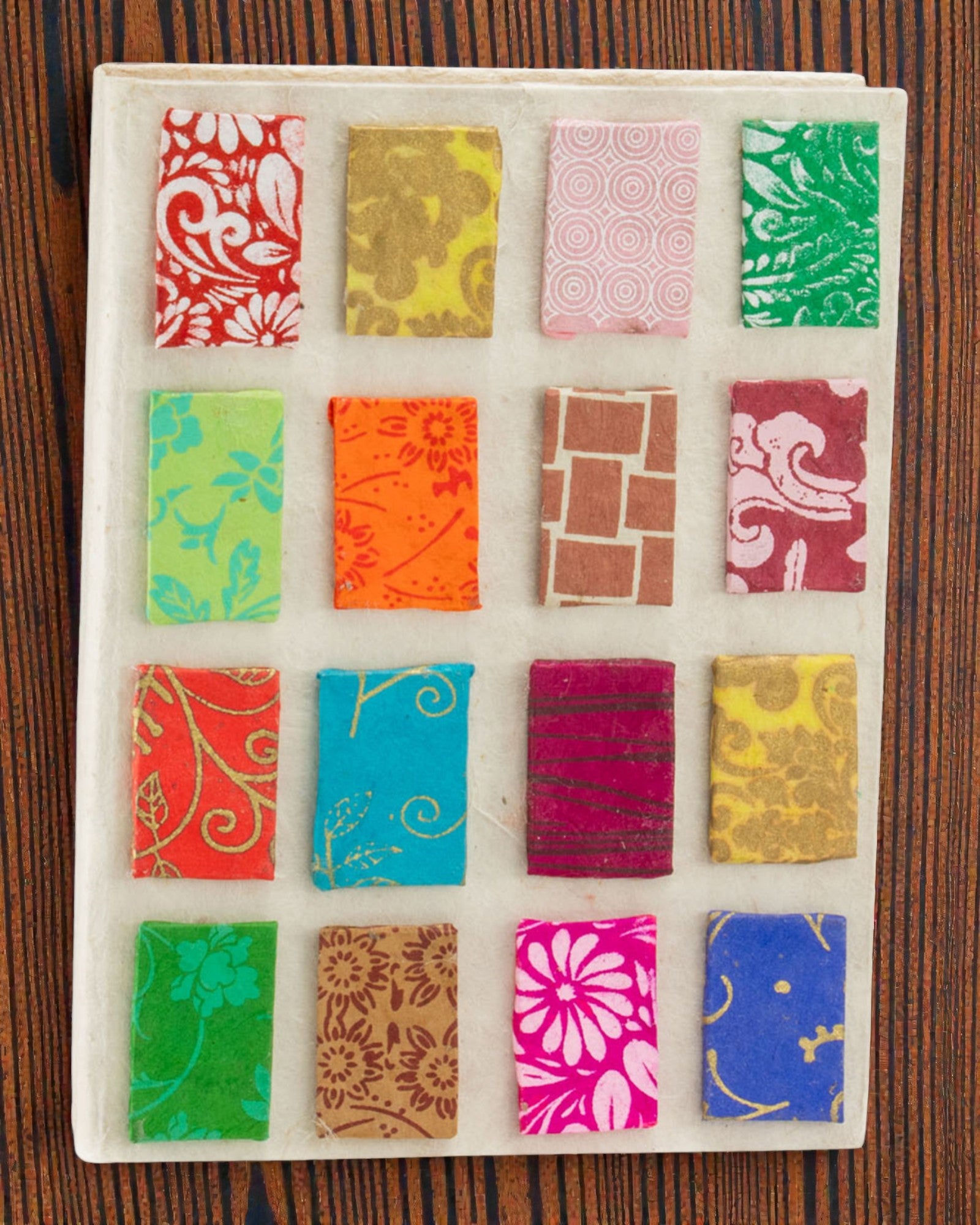 Colour Tiles Harmony – medium Lokta notebook with mini tile motif 15 × 12 cm, 45 sheets