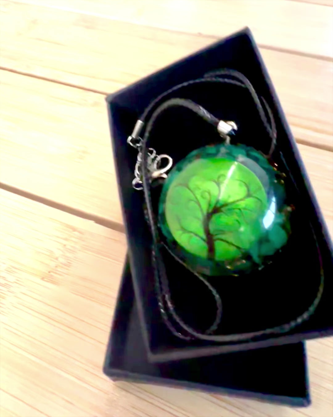 "Malachite Amulet of Life" - necklace with customizable engraving for a gift