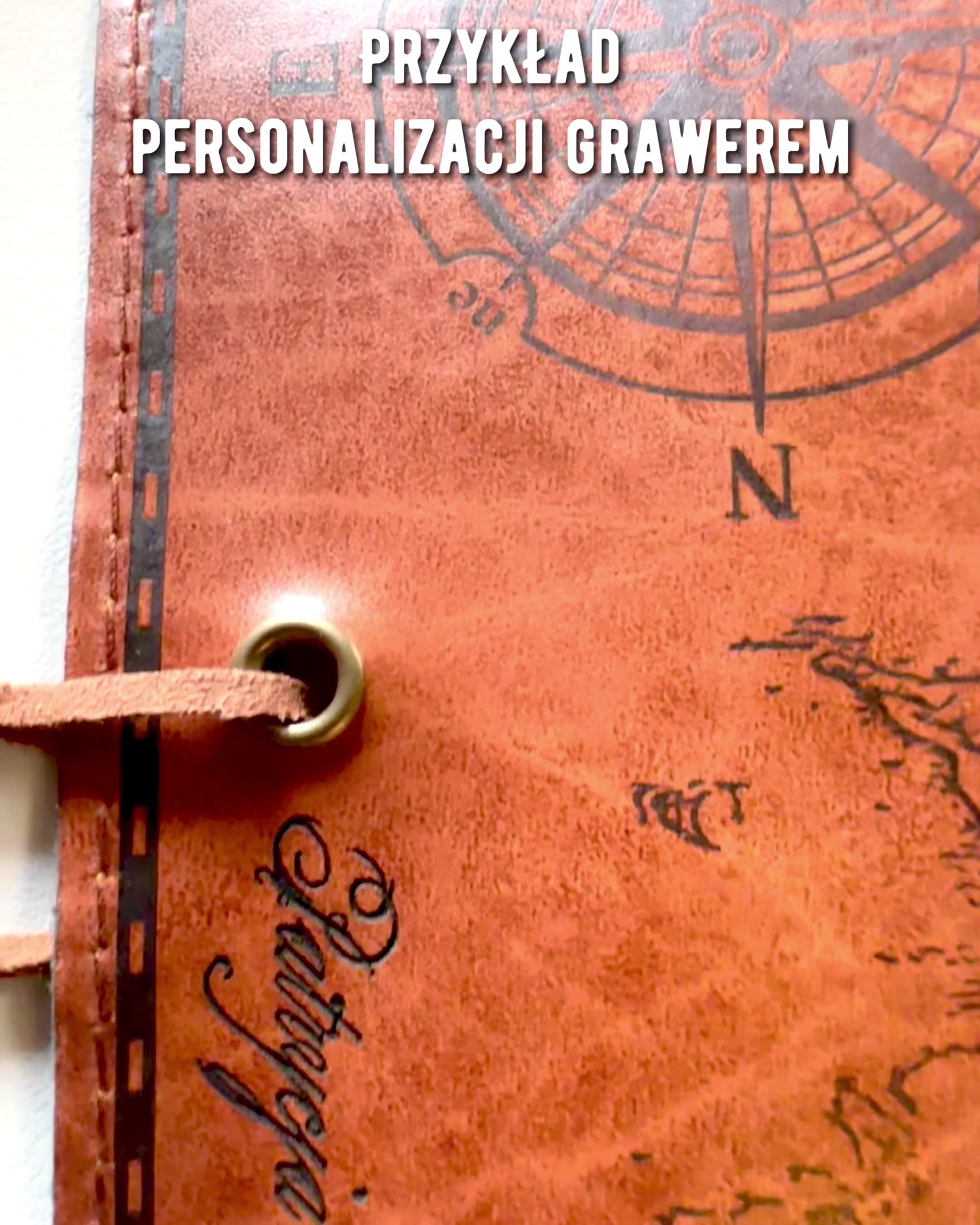 Retro Dunkelbraunes Lederetui mit Schatzkartenmotiv - Elegante Tasche zur Aufbewahrung von Schreibschätzen