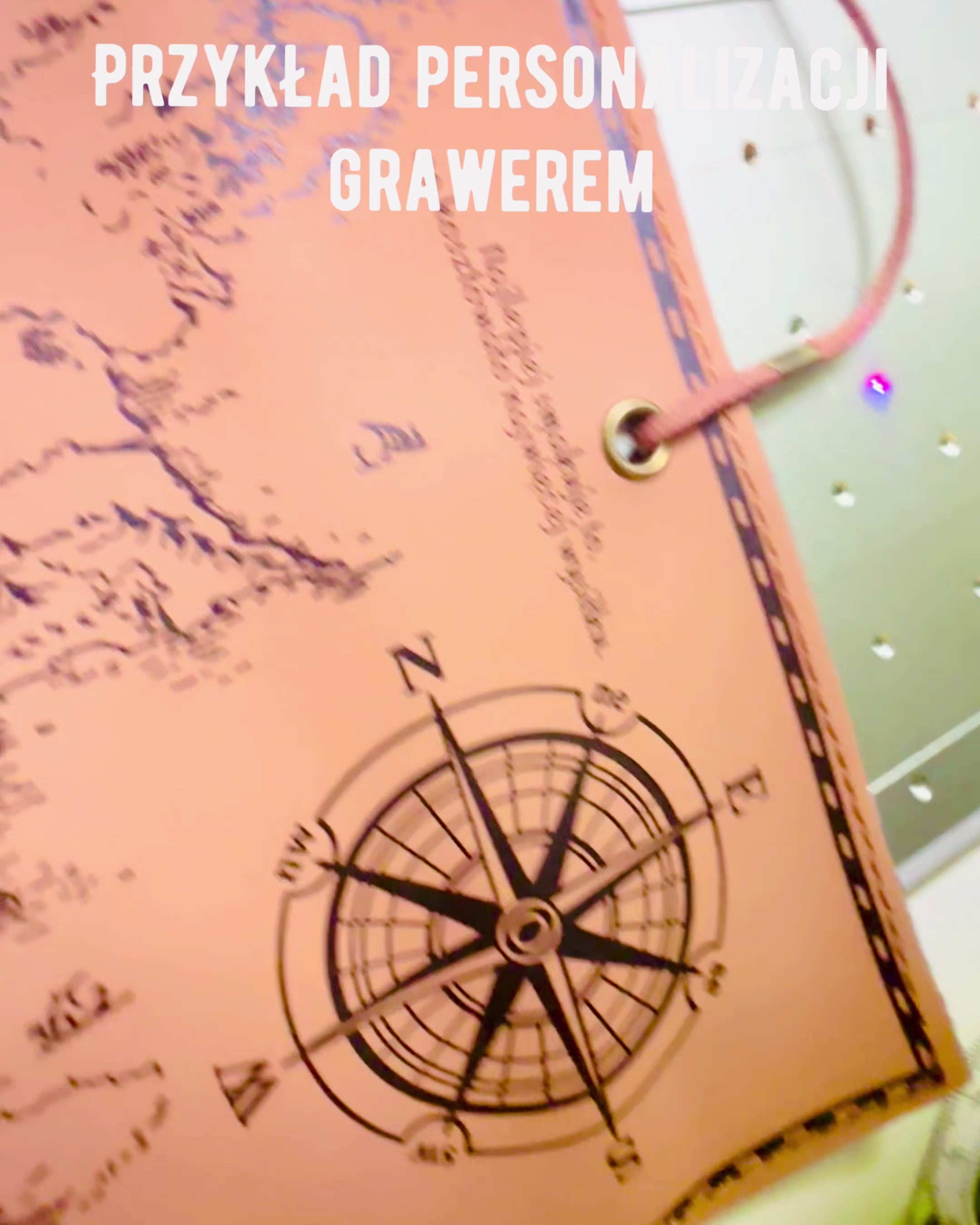 Retro Light Brown - Matte, Leather Traveler Style Pencil Case with World Map – Practical and Spacious. Personalization with Engraving.