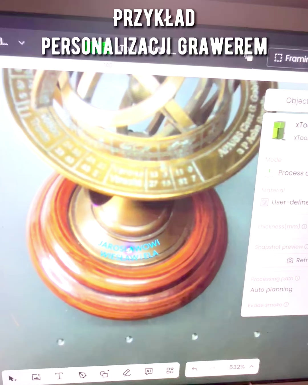 Armilla en laiton "AstroGlobe" de 13 cm de hauteur, fabriquée à la main avec option de gravure, décoration pour bureau