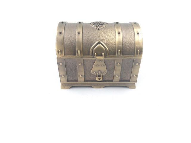 Scrigno del Tesoro Metallico Retrò con Incisione - Scatola Argentata 7x5x5 cm