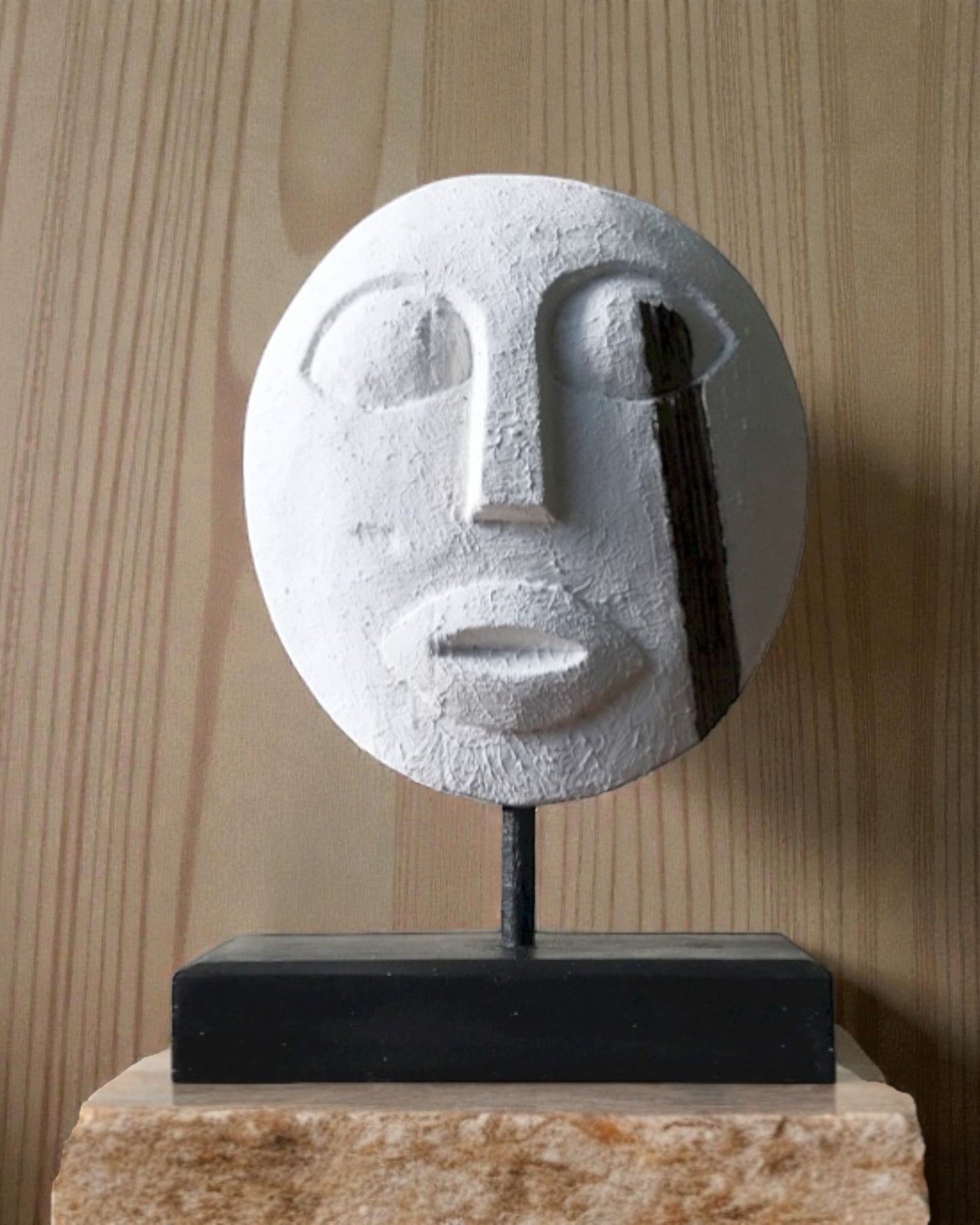 Timoresische Maske Wächter der Ahnen 27x20 cm – Weiß