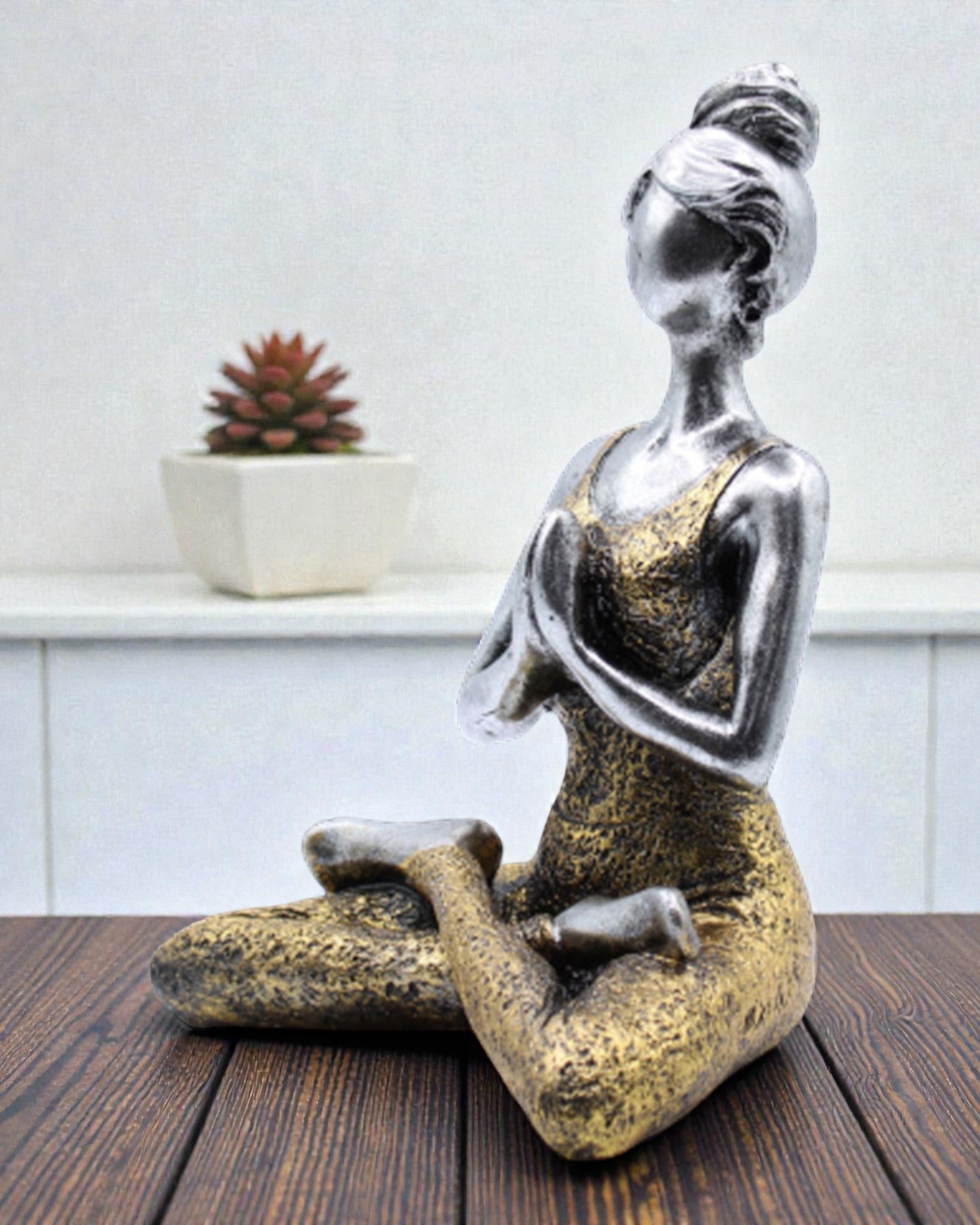 Woman Figurine 24 cm – Yoga Silver-Gold Balance