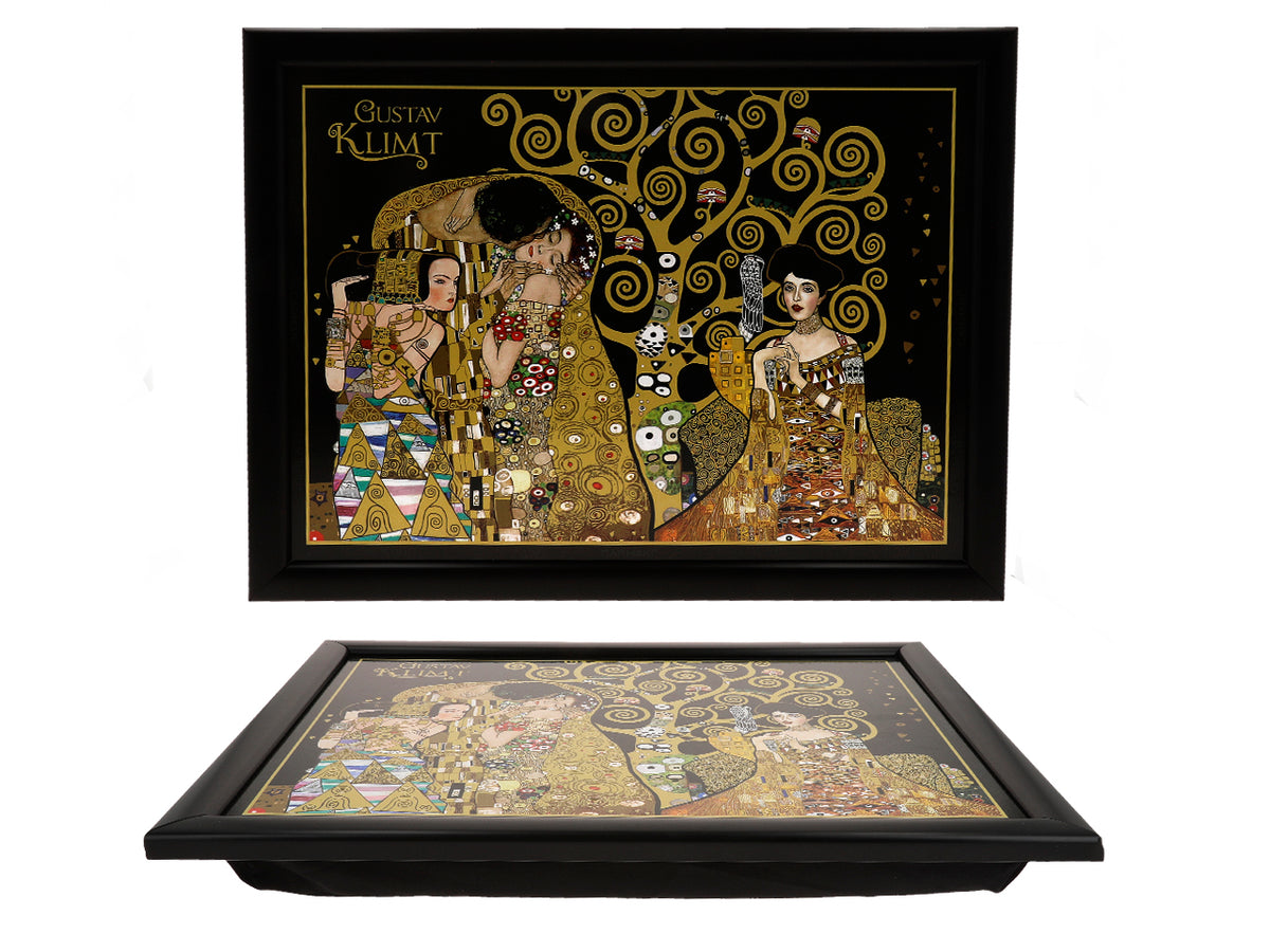 Laptop-Unterlage G. Klimt, Collage (CARMANI) mit Möglichkeit zur Personalisierung durch Gravur, ideal als Geschenk, Maße 30.5x40.5cm, stilvoll und bequem für die Arbeit auf den Knien
