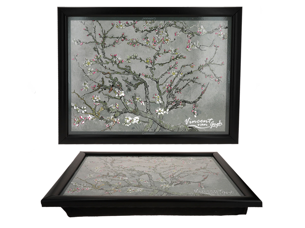 Support pour ordinateur portable V. van Gogh, Amandier en fleurs, gris, 30.5x40.5cm personnalisable par gravure