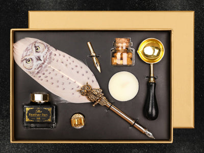 Set d'écriture - Stylo à plume avec plume, encre et nécessaire à cacheter personnalisable par gravure