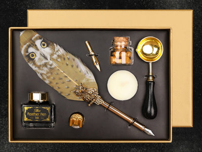 Set d'écriture - Stylo à plume avec plume, encre et nécessaire à cacheter personnalisable par gravure
