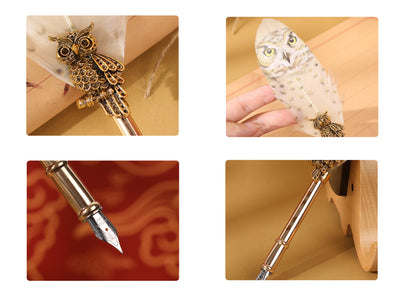 Set d'écriture - Stylo à plume avec plume, encre et nécessaire à cacheter personnalisable par gravure