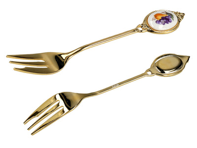Set di 6 forchettine, forchettine rivestite in oro 24K, motivo a frutta