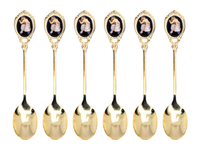 Set of 6 24K Gold-Plated Spoons with a Greek Motif