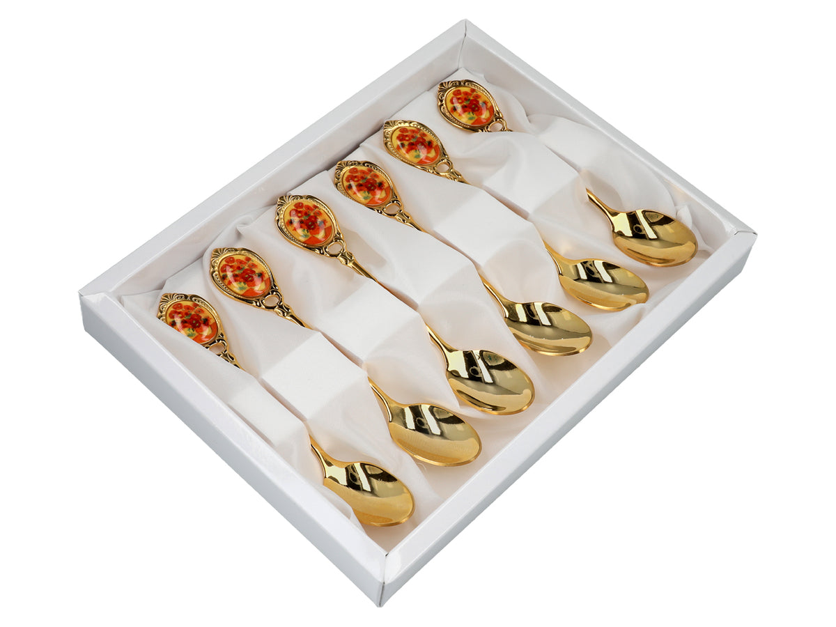 Set de 6 cuillères dorées avec motif des Tournesols de Vincent van Gogh