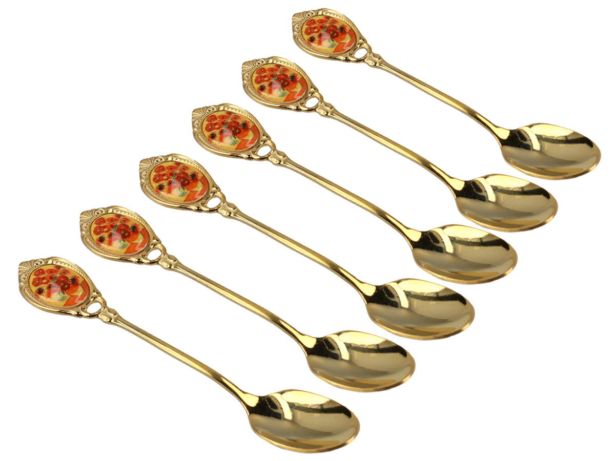 Set de 6 cuillères dorées avec motif des Tournesols de Vincent van Gogh