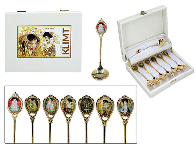 Set of 6 24K gold-plated teaspoons with 1 sugar spoon