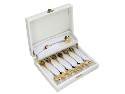 Set of 6 24K gold-plated teaspoons with 1 sugar spoon