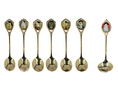 Set of 6 24K gold-plated teaspoons with 1 sugar spoon